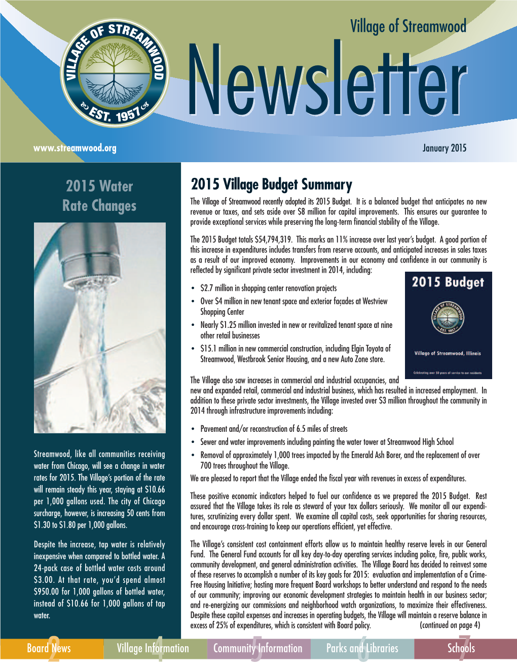 2015 Village Budget Summary 2015 Water Rate Changes