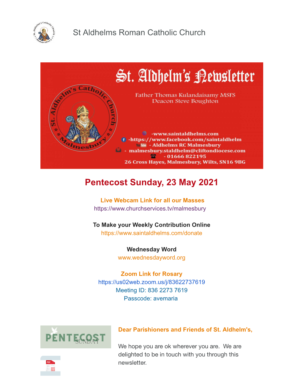 Pentecost Sunday, 23 May 2021