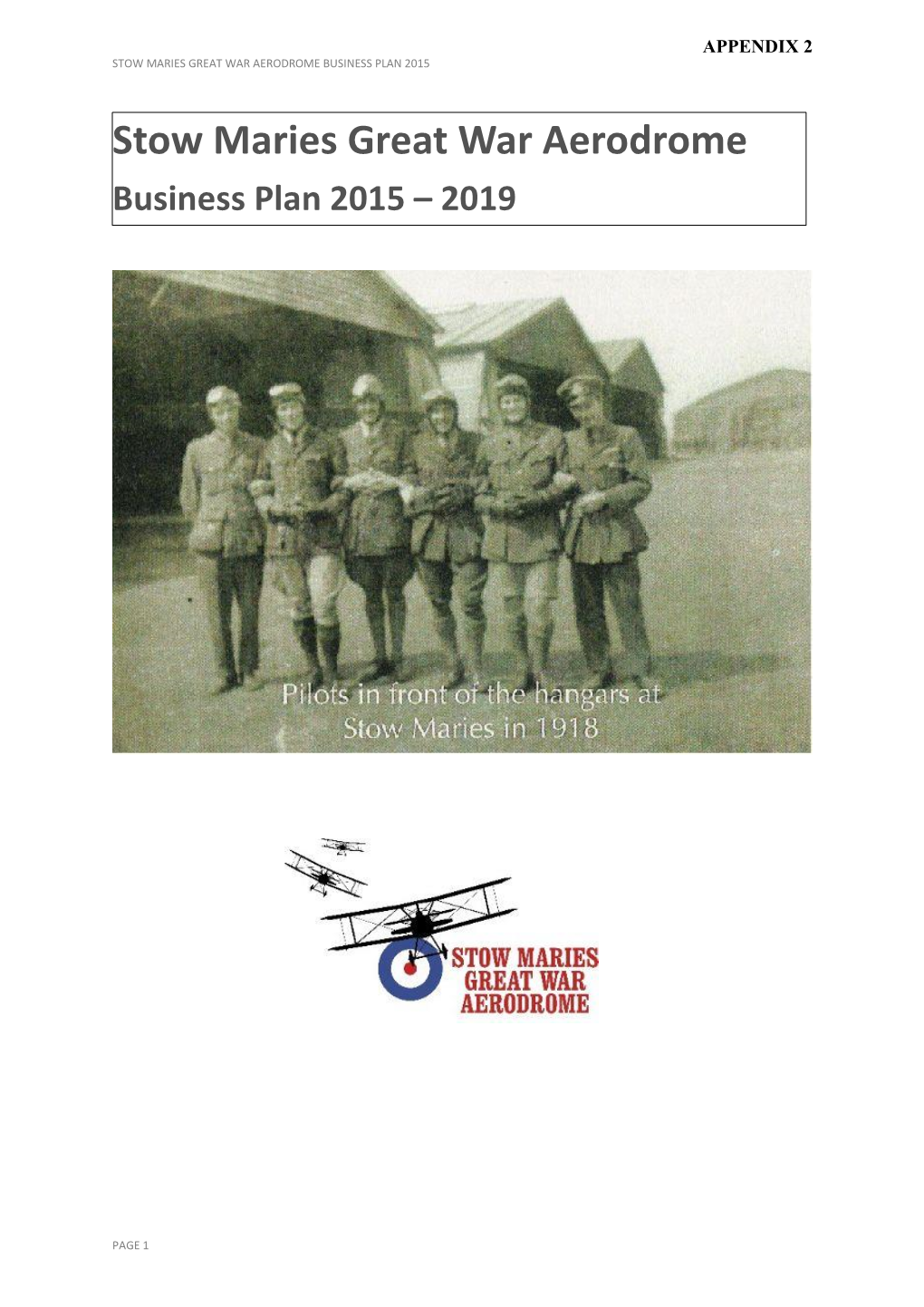 Stow Maries Great War Aerodrome Business Plan 2015