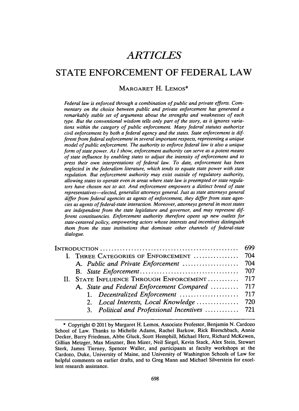 State Enforcement of Federal Law