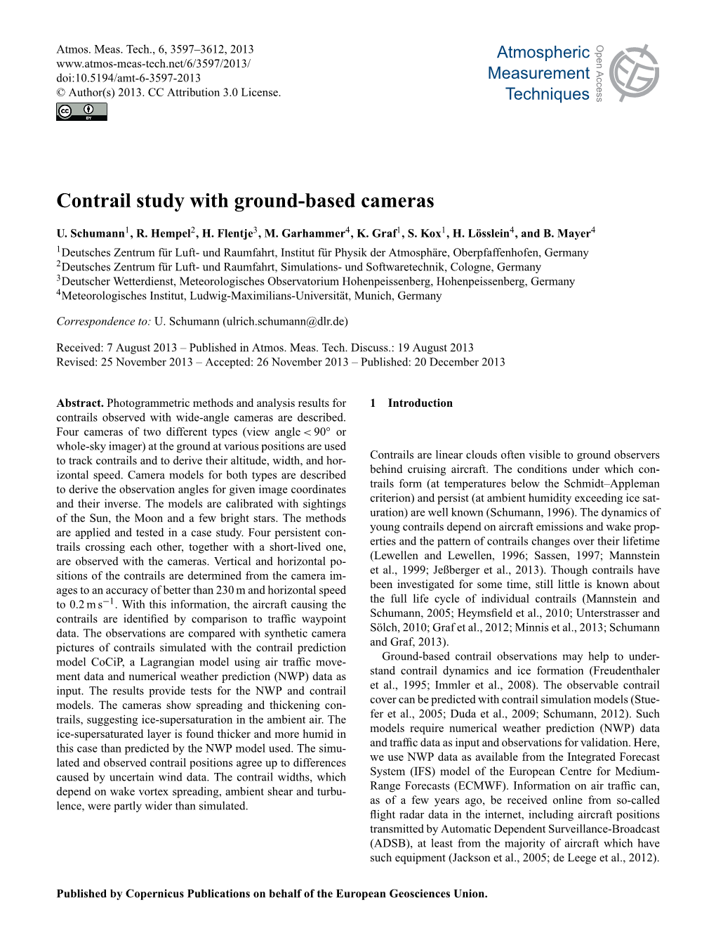 Contrail Study with Ground-Based Cameras