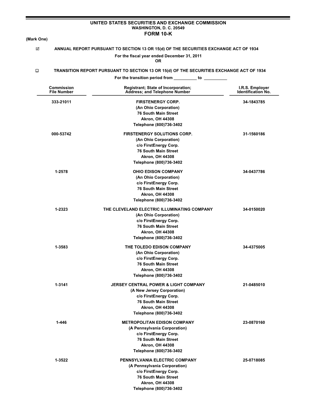 FORM 10-K (Mark One)