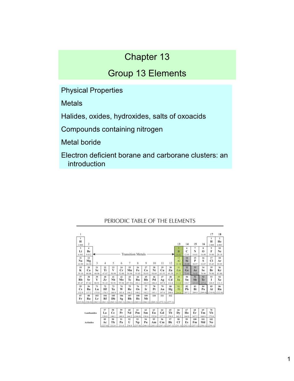 Chapter 13 Group 13 Elements