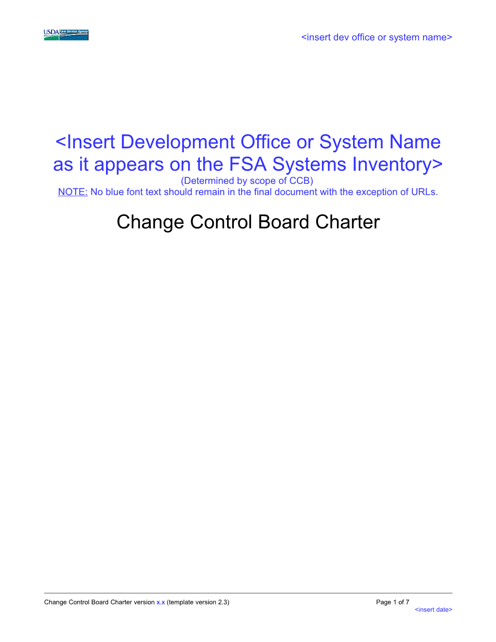 Change Control Board Charter