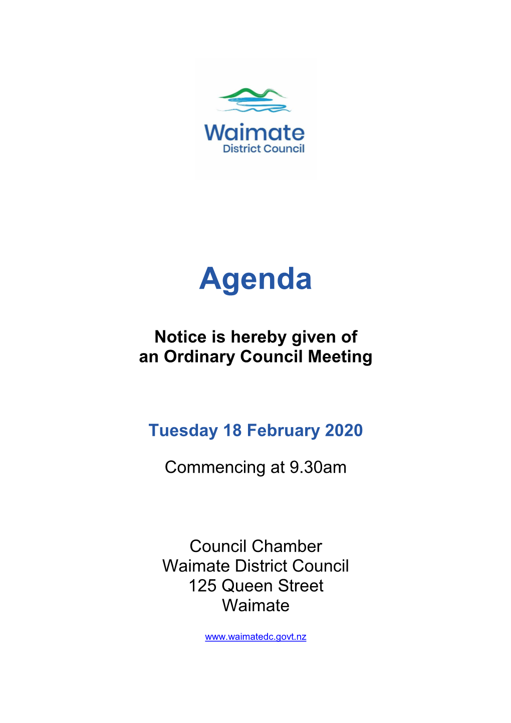 Agenda of Ordinary Council Meeting