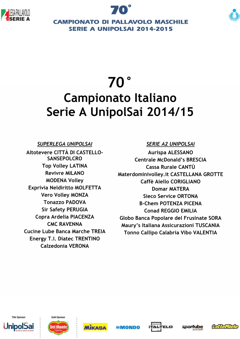 Campionato Italiano Serie a Unipolsai 2014/15