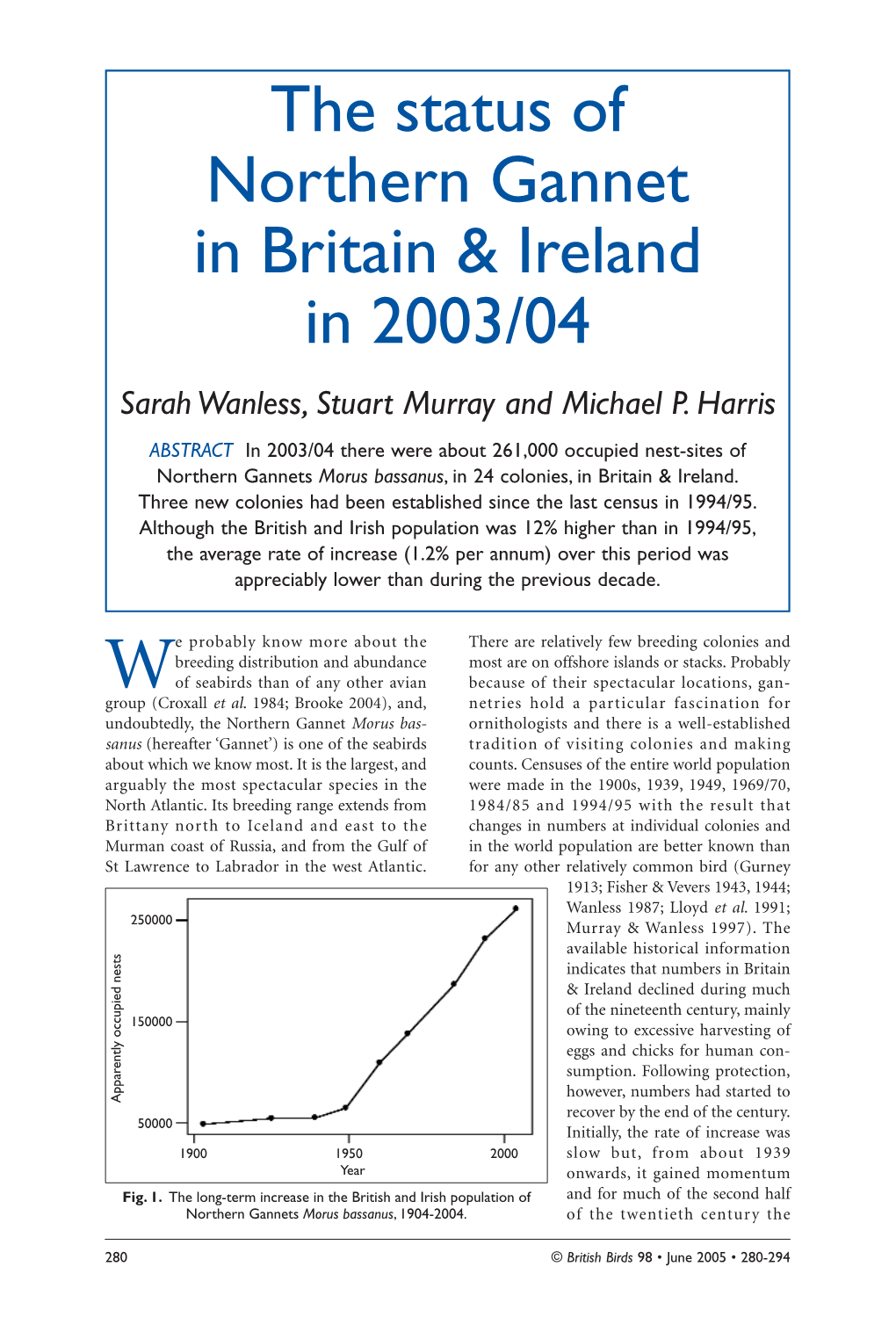 The Status of Northern Gannet in Britain & Ireland in 2003/04