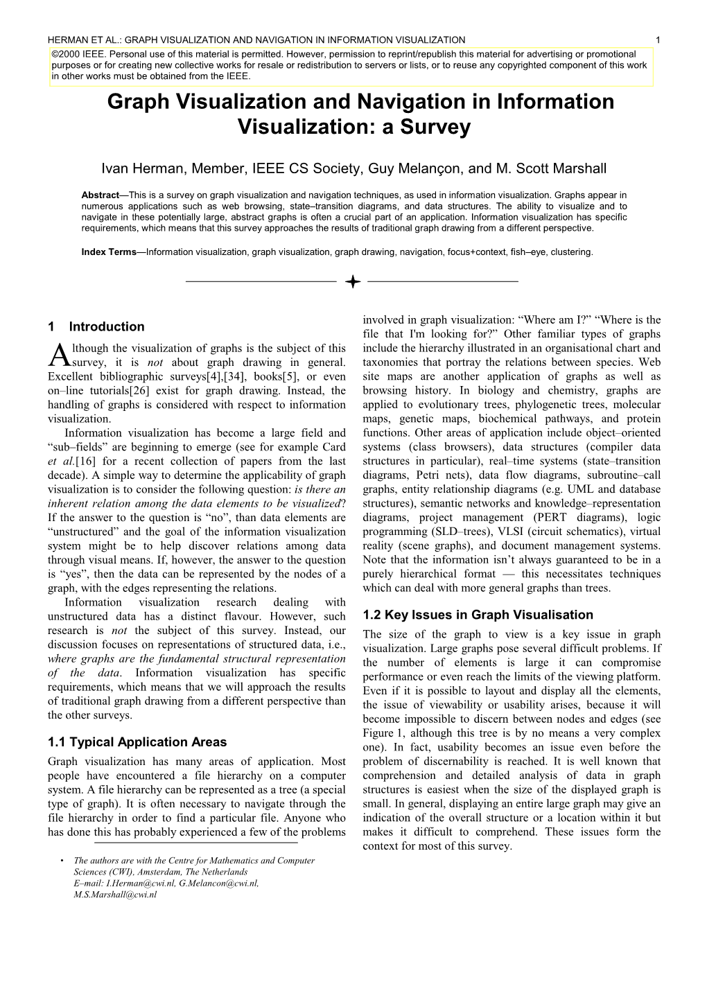 Graph Visualization and Navigation in Information Visualization 1