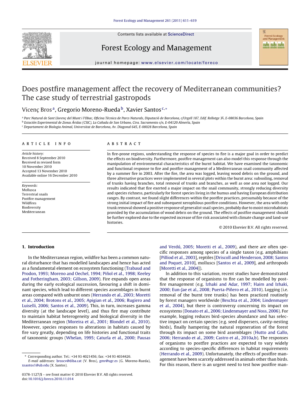 Does Postfire Management Affect the Recovery of Mediterranean