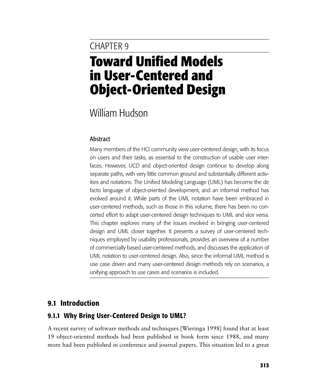 Toward Unified Models in User-Centered and Object-Oriented