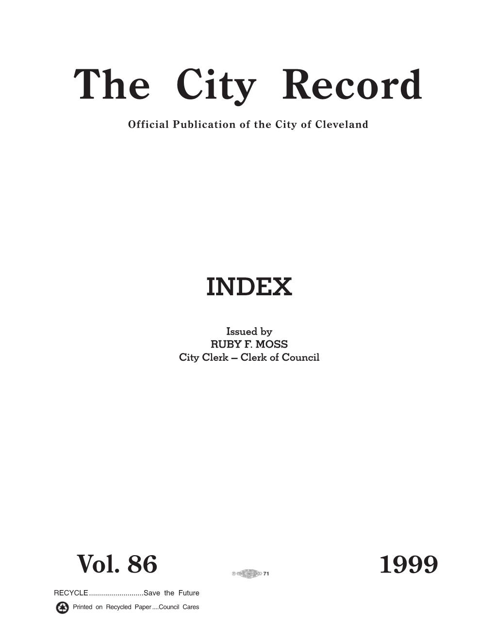 99 Index to City Record