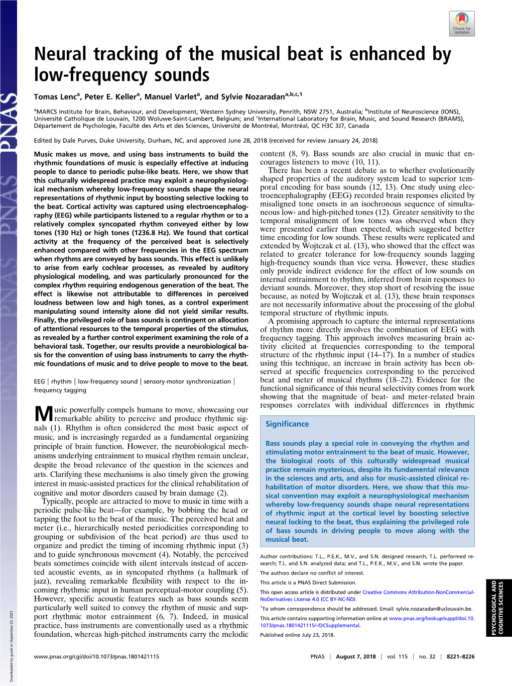 Neural Tracking of the Musical Beat Is Enhanced by Low-Frequency Sounds