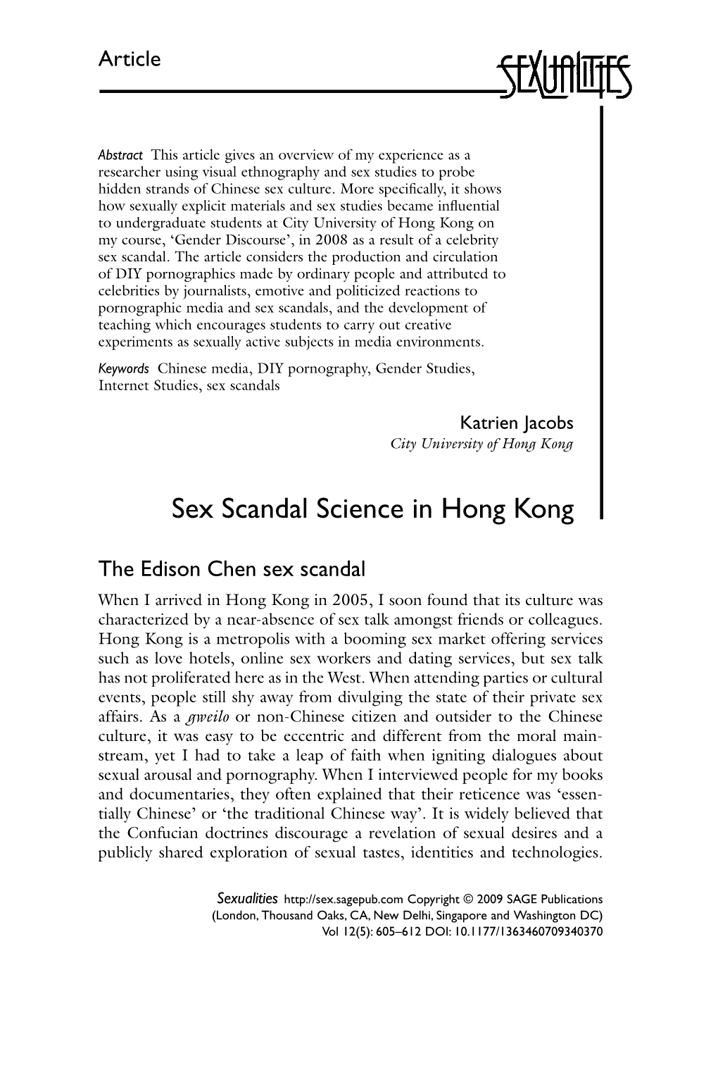 Sex Scandal Science in Hong Kong