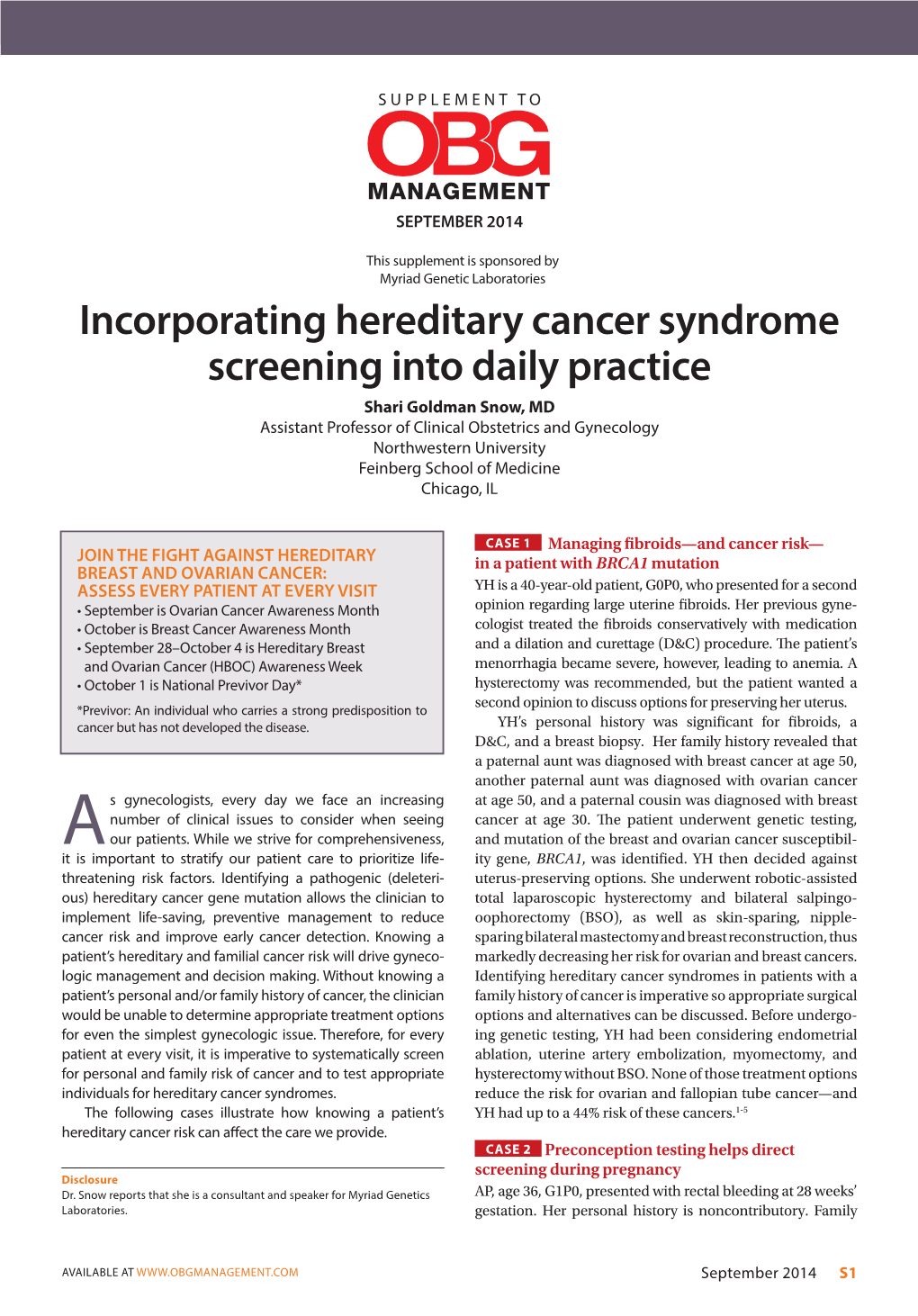 Incorporating Hereditary Cancer Syndrome Screening Into Daily