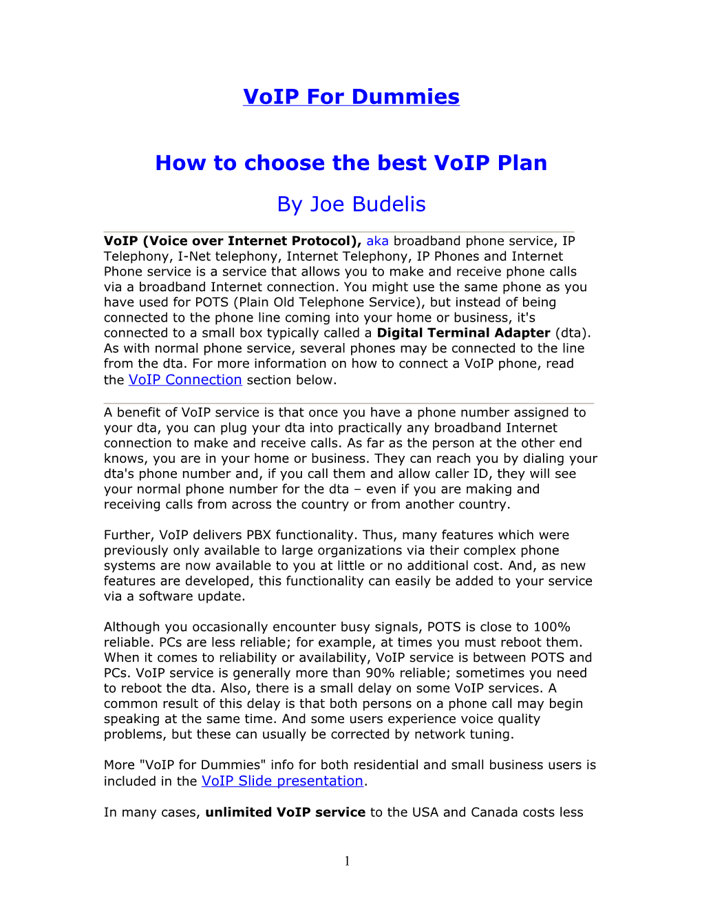 Voip for Dummies