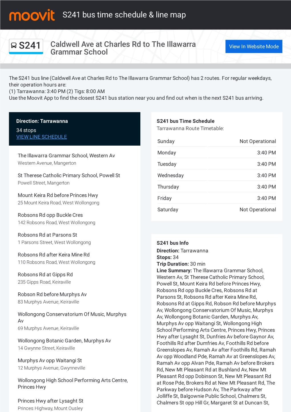 S241 Bus Time Schedule & Line Route