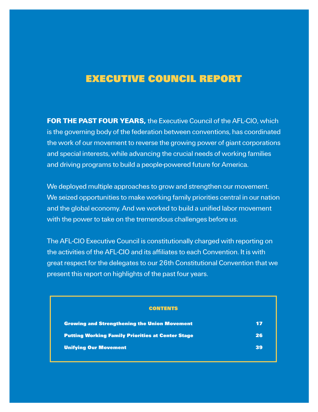 Executive Council Report