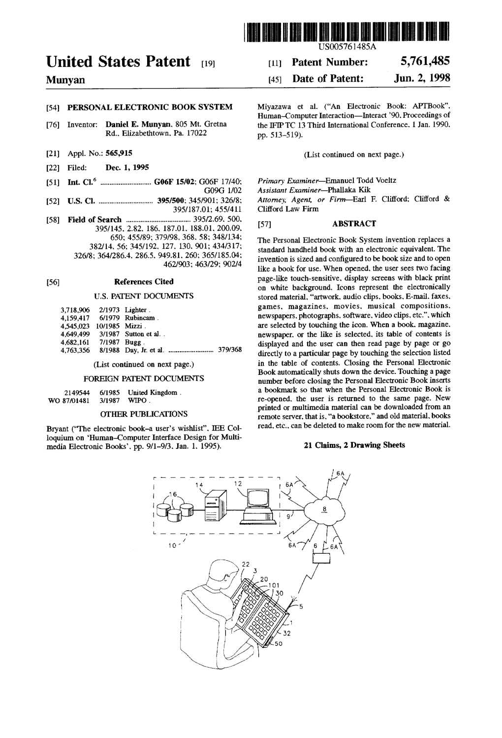 United States Patent (19) 11 Patent Number: 5,761,485 Munyan (45) Date of Patent: Jun