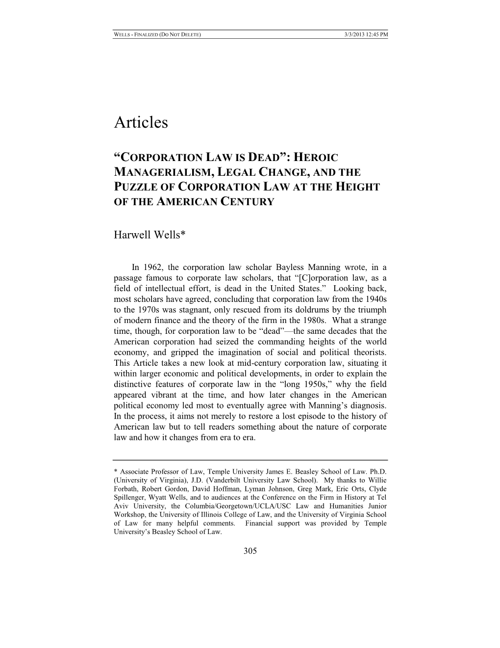 Heroic Managerialism, Legal Change, and the Puzzle of Corporation Law at the Height of the American Century