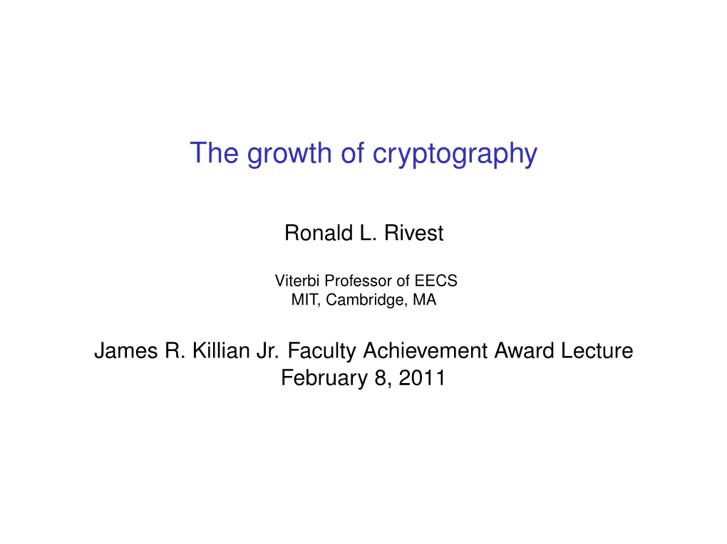 The Growth of Cryptography