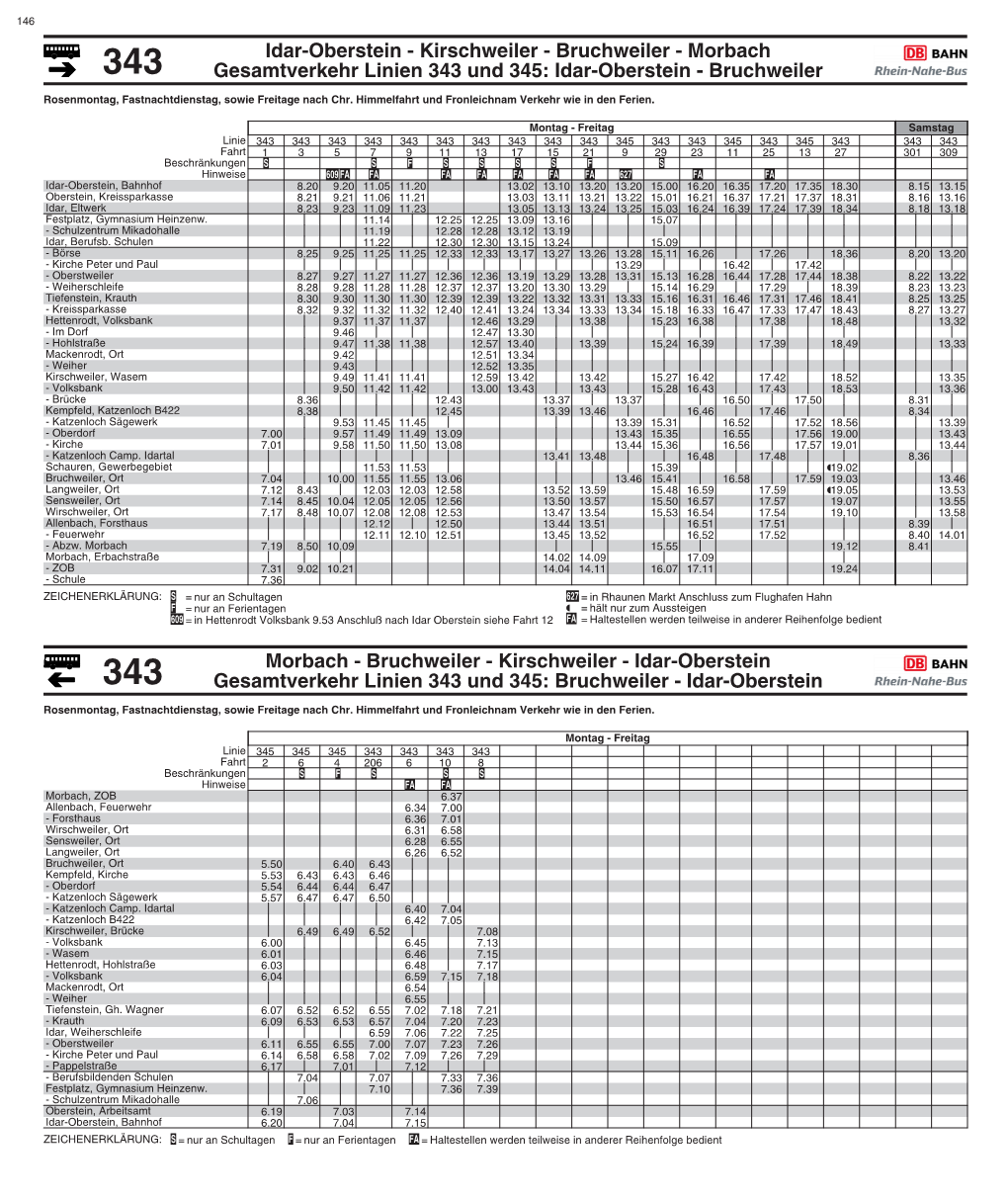 343 Gesamtverkehr Linien 343 Und 345: Idar-Oberstein - Bruchweiler