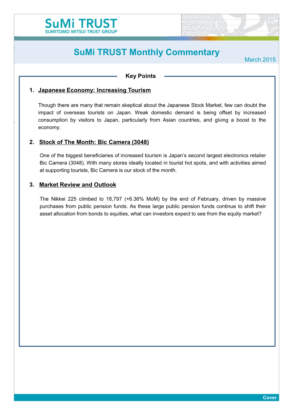 Sumi TRUST Monthly Commentary March 2015