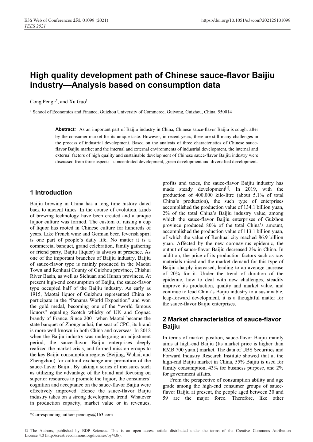 High Quality Development Path of Chinese Sauce-Flavor Baijiu Industry—Analysis Based on Consumption Data