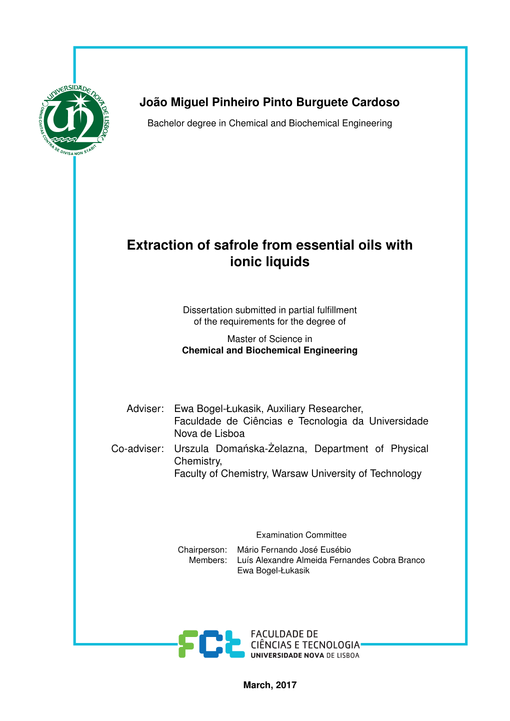 Extraction of Safrole from Essential Oils with Ionic Liquids