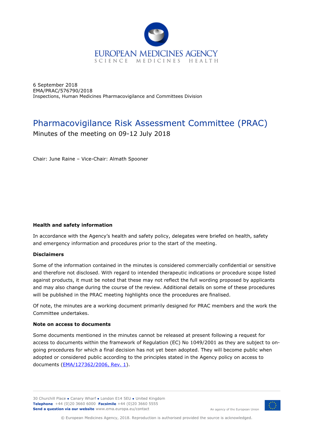 Minutes of PRAC Meeting on 09-12 July 2018