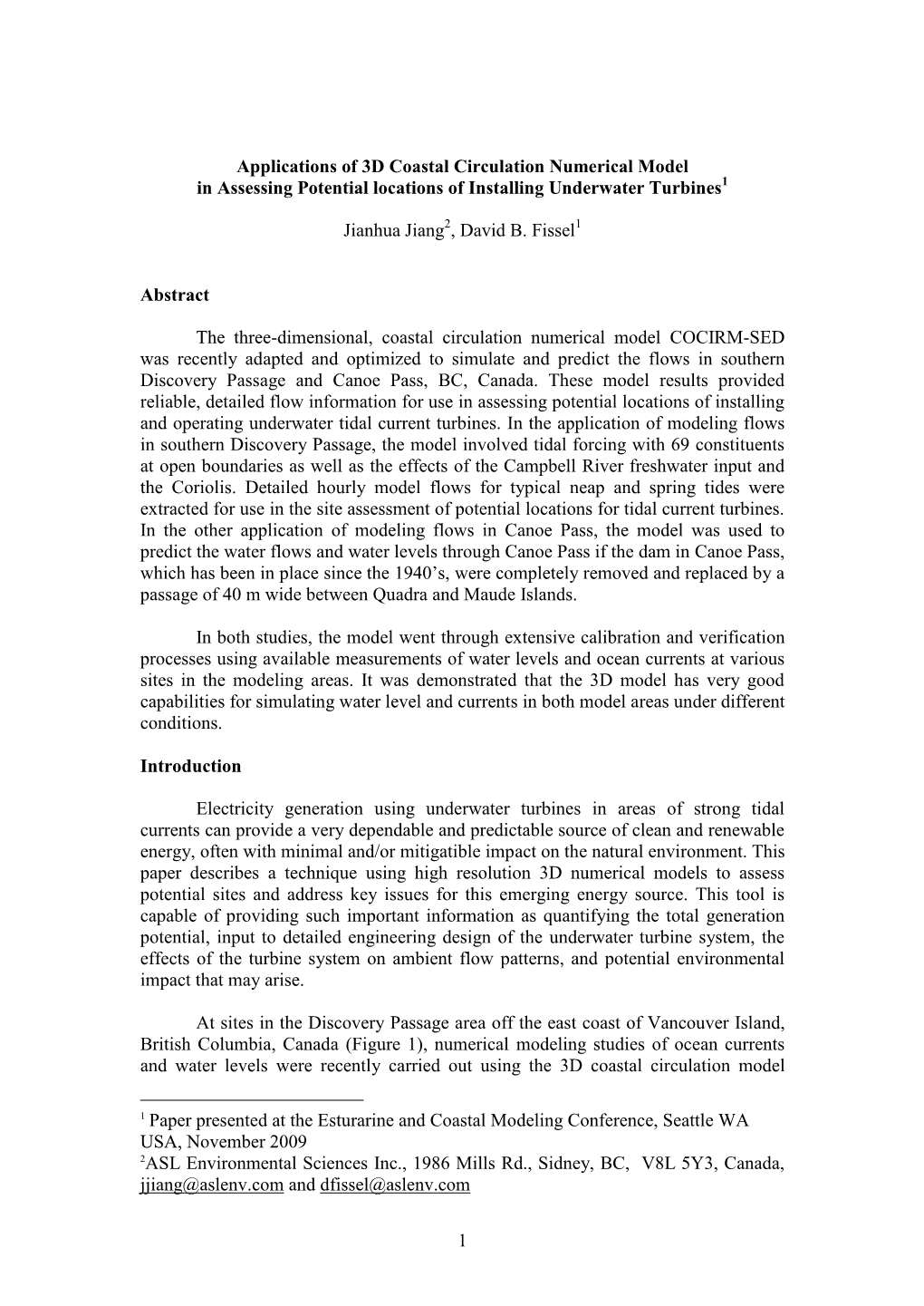 1 Applications of 3D Coastal Circulation Numerical Model In