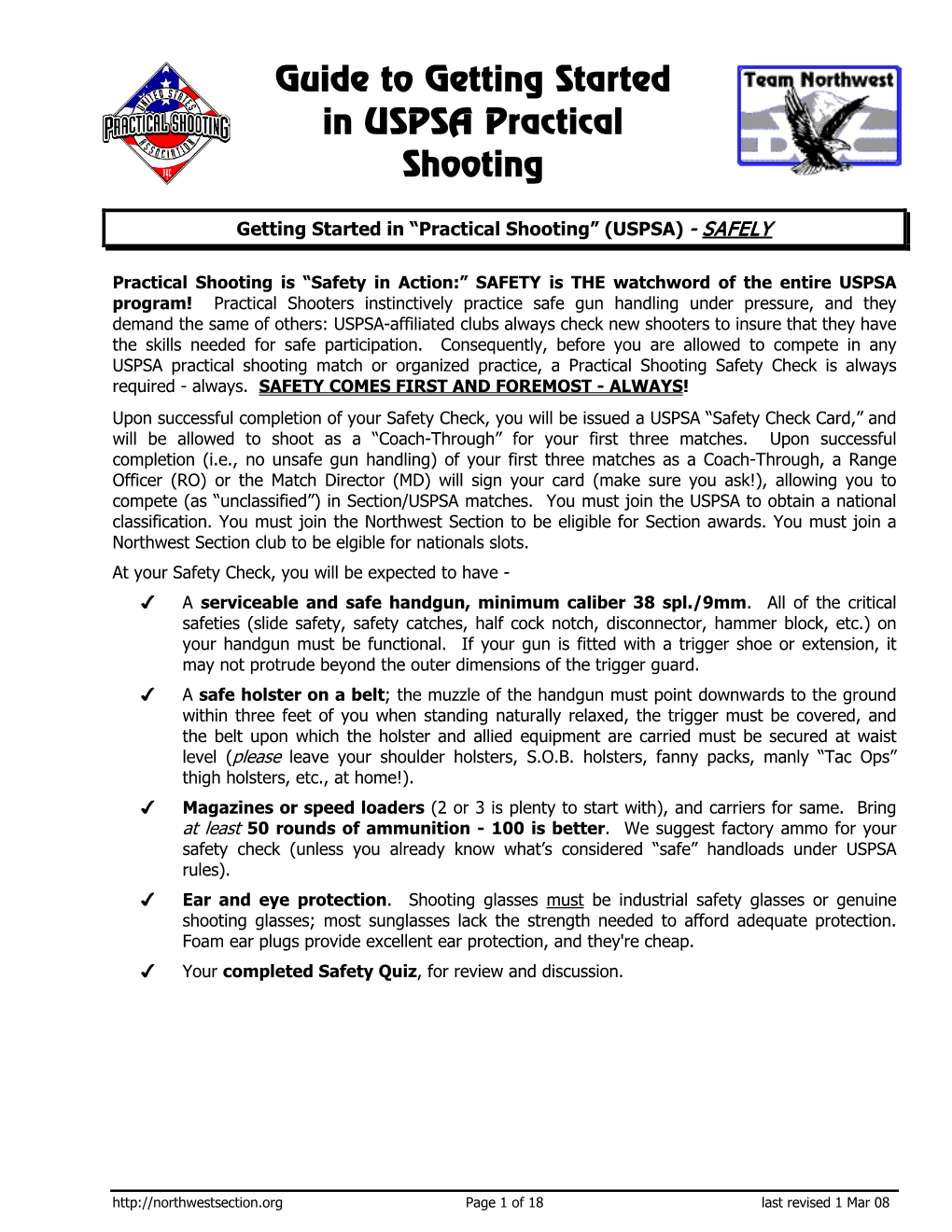 Getting Started in “Practical Shooting” -- SAFELY