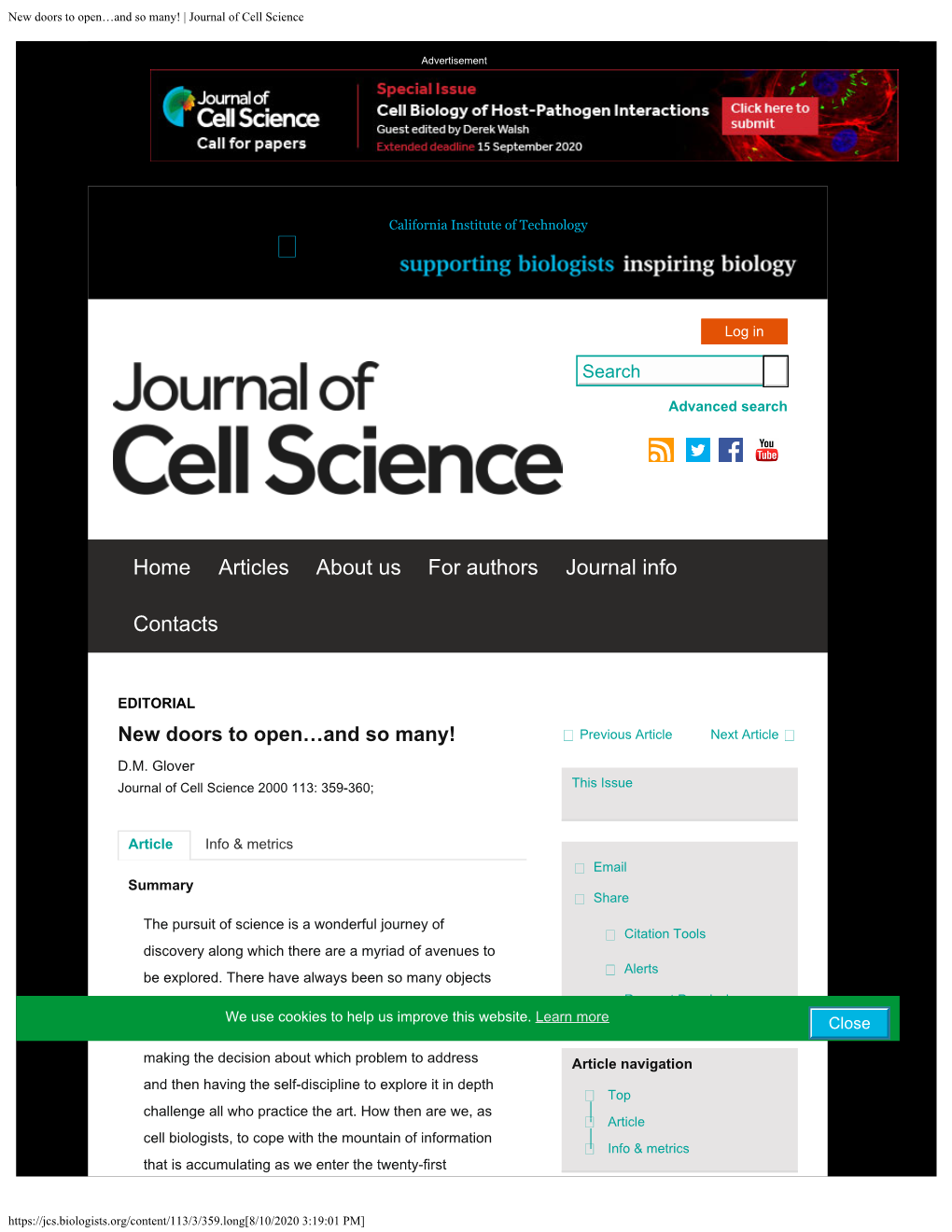 New Doors to Open…And So Many! | Journal of Cell Science