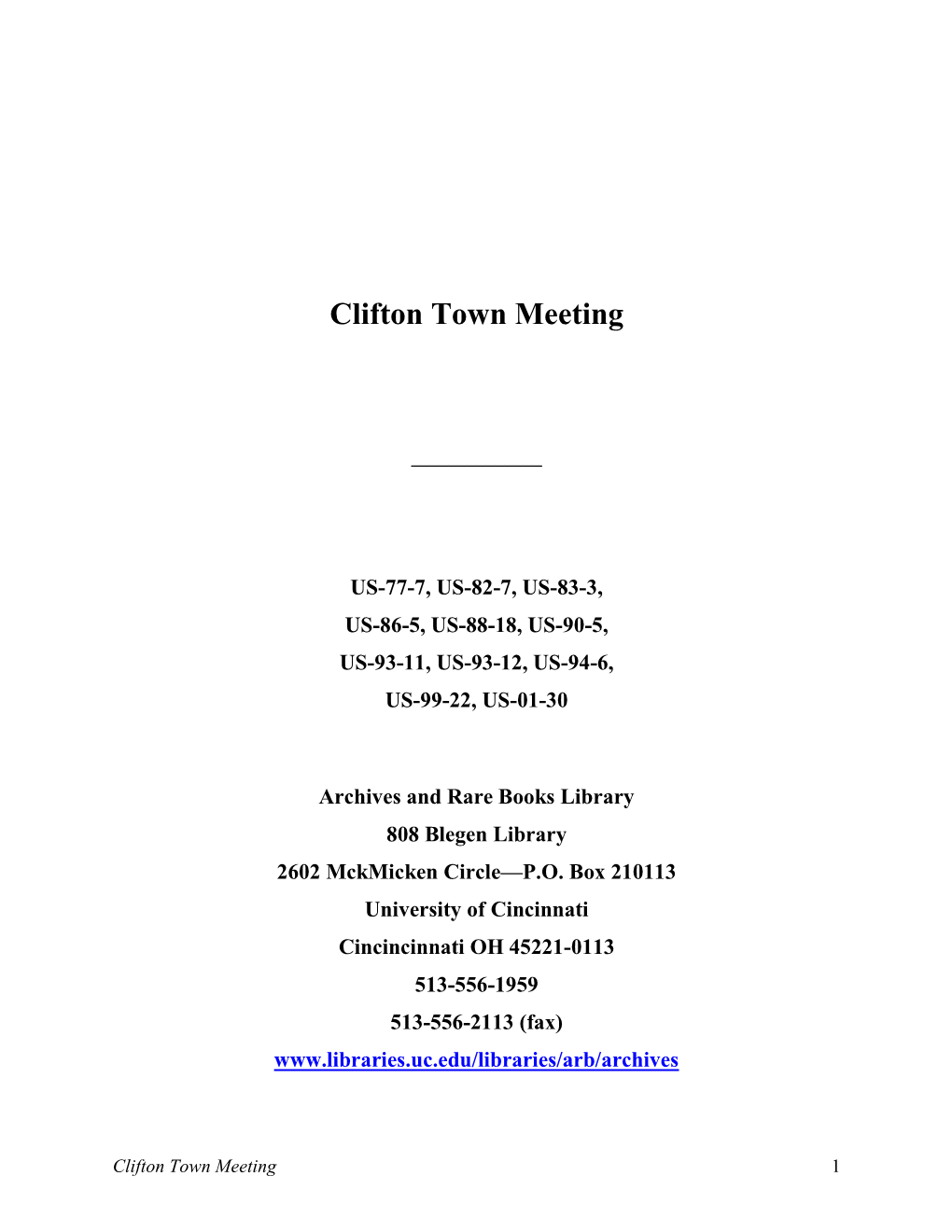 Clifton Town Meeting