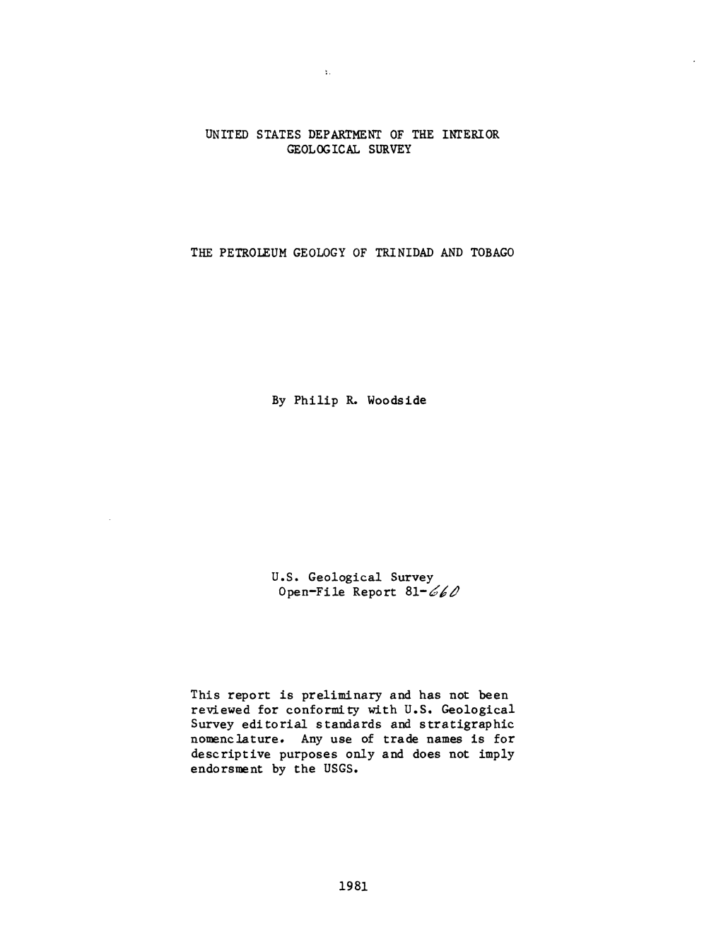 By Philip R. Woodside U.S. Geological Survey Open-File Report 8L This