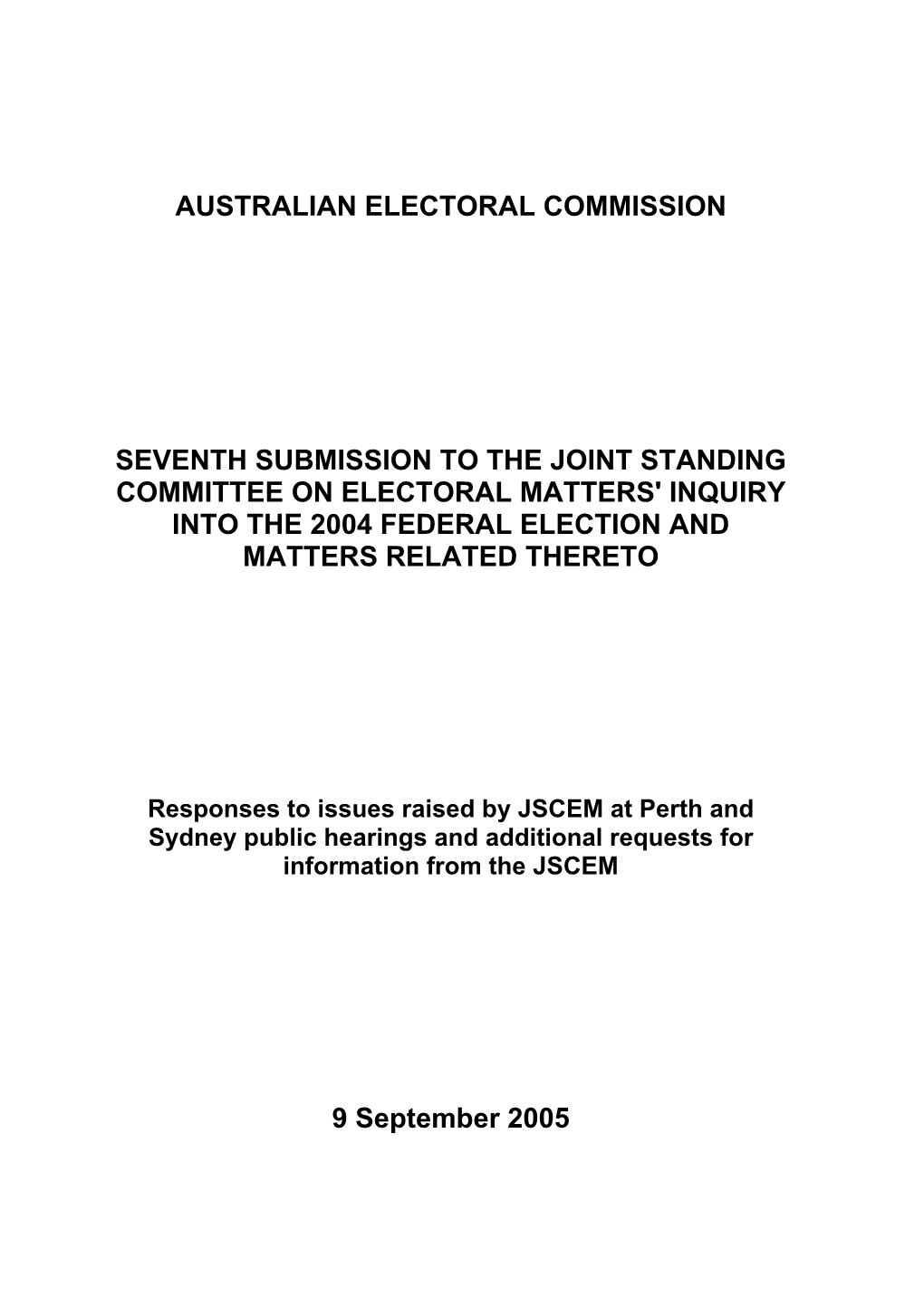 Australian Electoral Commission Seventh