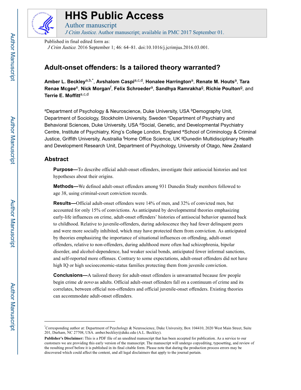 Adult-Onset Offenders: Is a Tailored Theory Warranted?