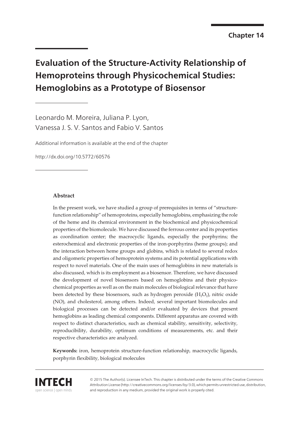 Evaluation of the Structure-Activity Relationship of Hemoproteins Through Physicochemical Studies: Hemoglobins As a Prototype of Biosensor