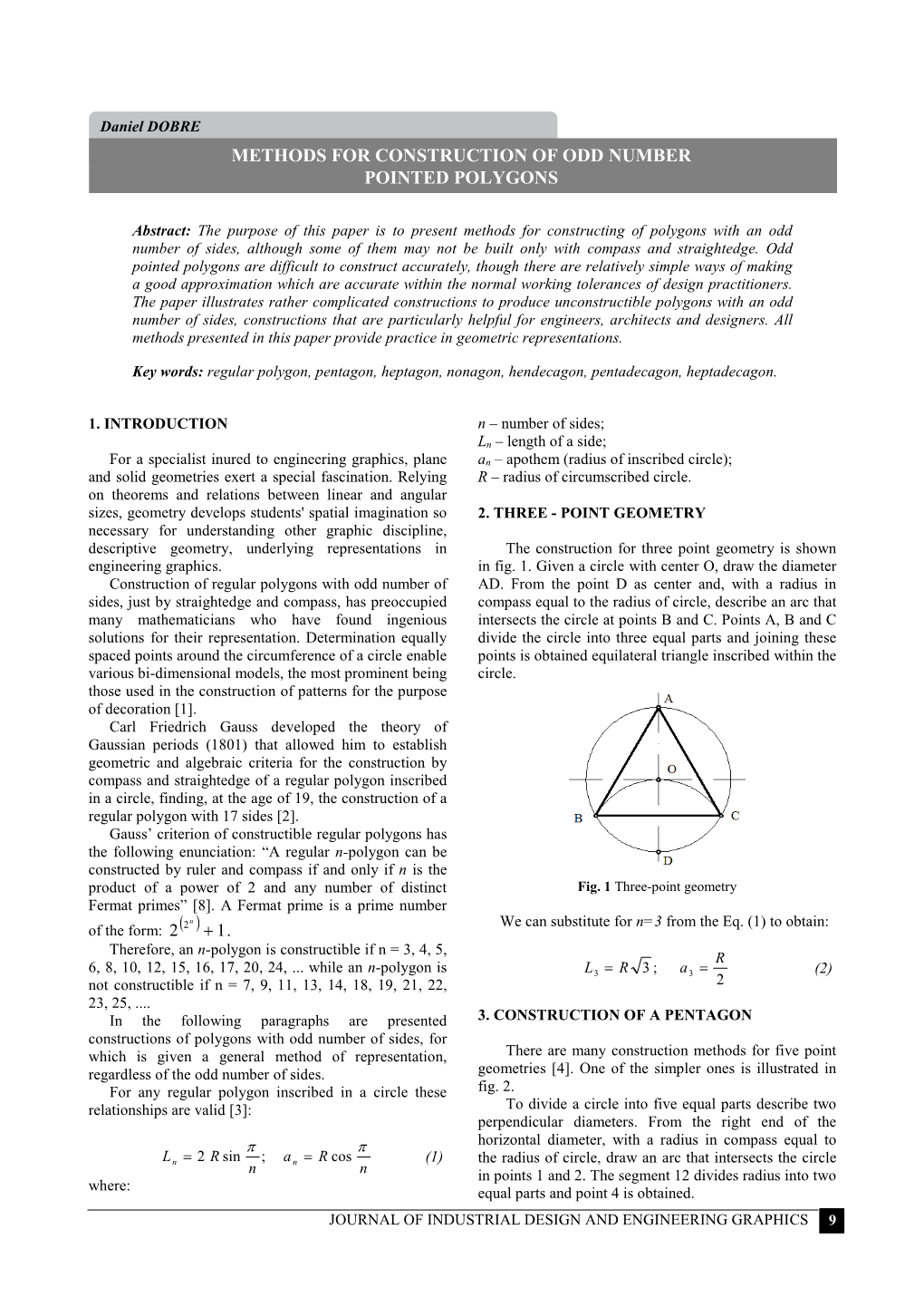 ( ) Methods for Construction of Odd Number Pointed