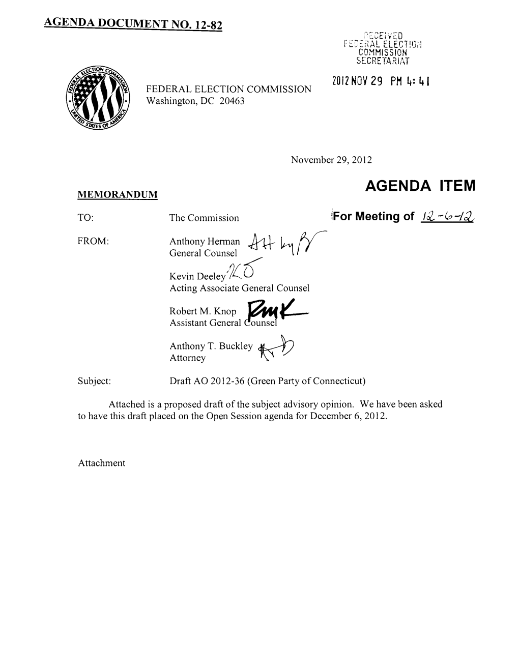 Agenda Item Memorandum