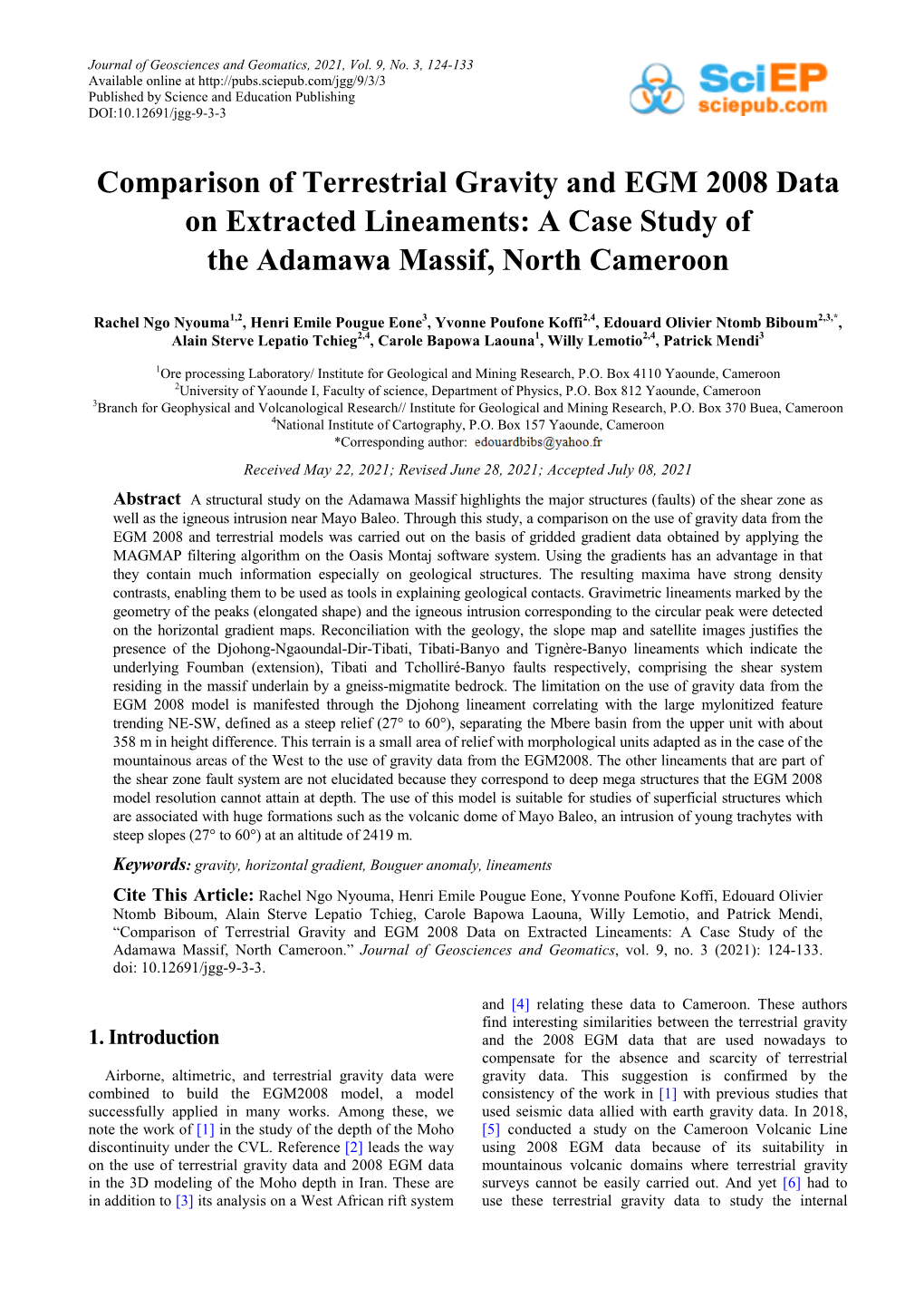 A Case Study of the Adamawa Massif, North Cameroon