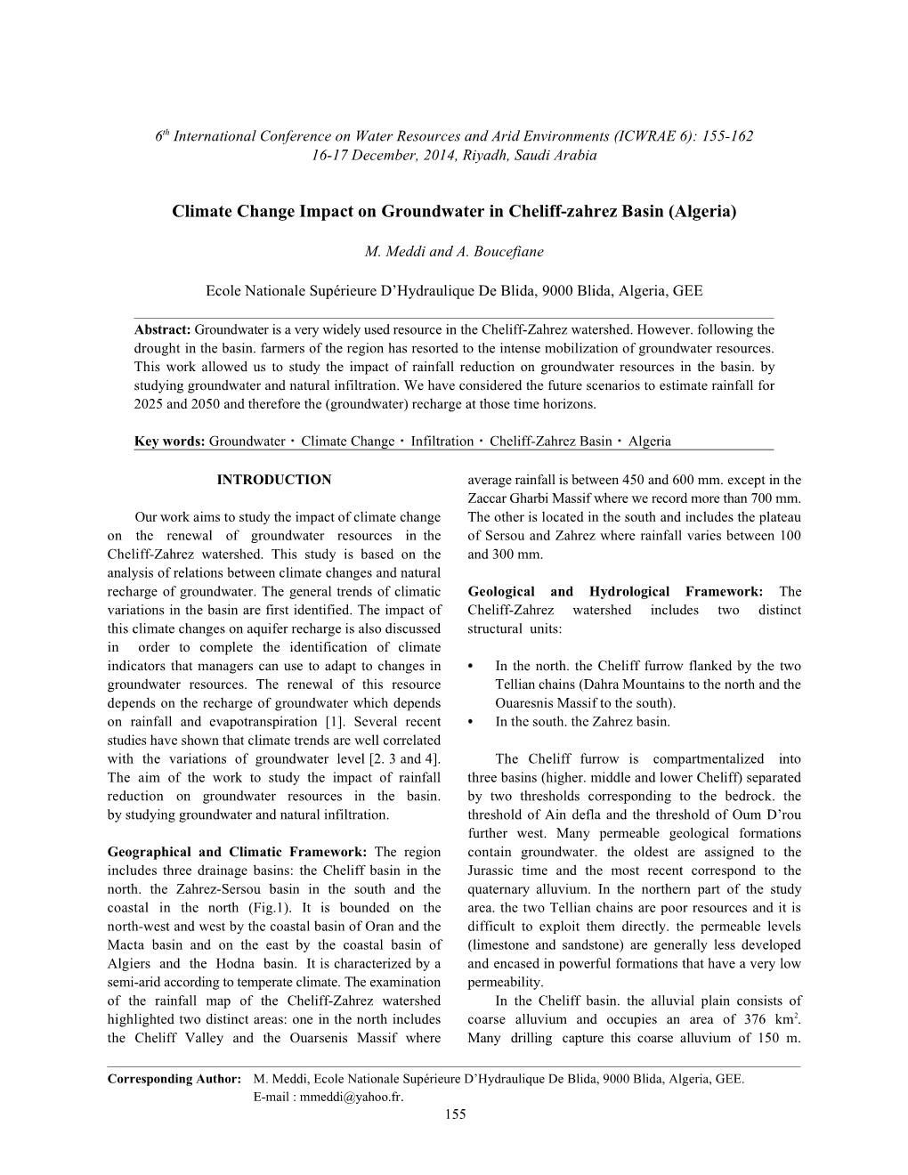 Climate Change Impact on Groundwater in Cheliff-Zahrez Basin (Algeria)