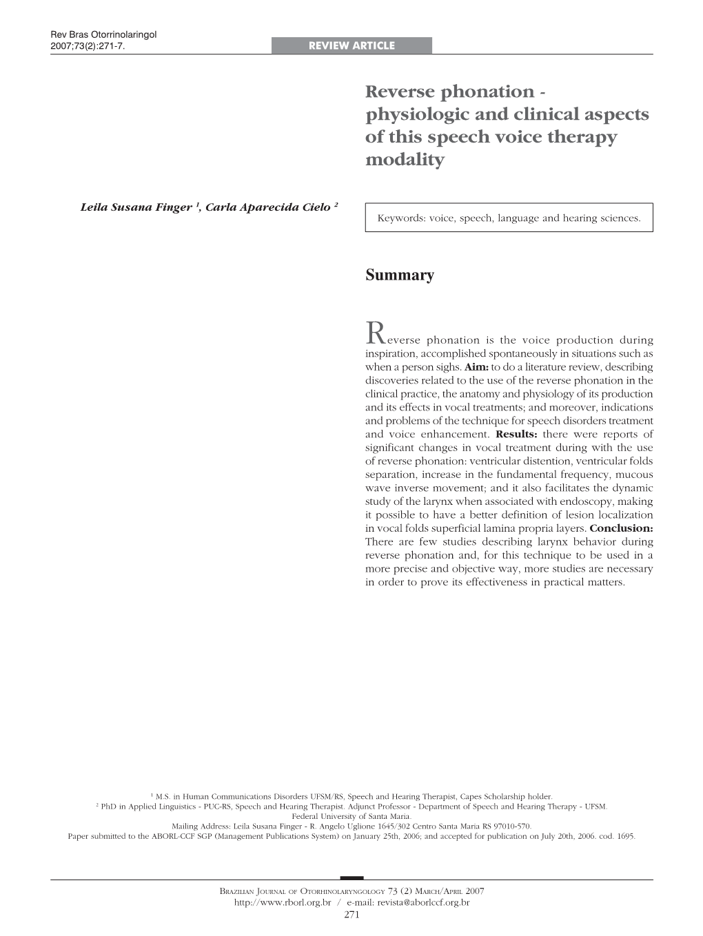 Reverse Phonation -Physiologic and Clinical Aspects of This Speech Voice