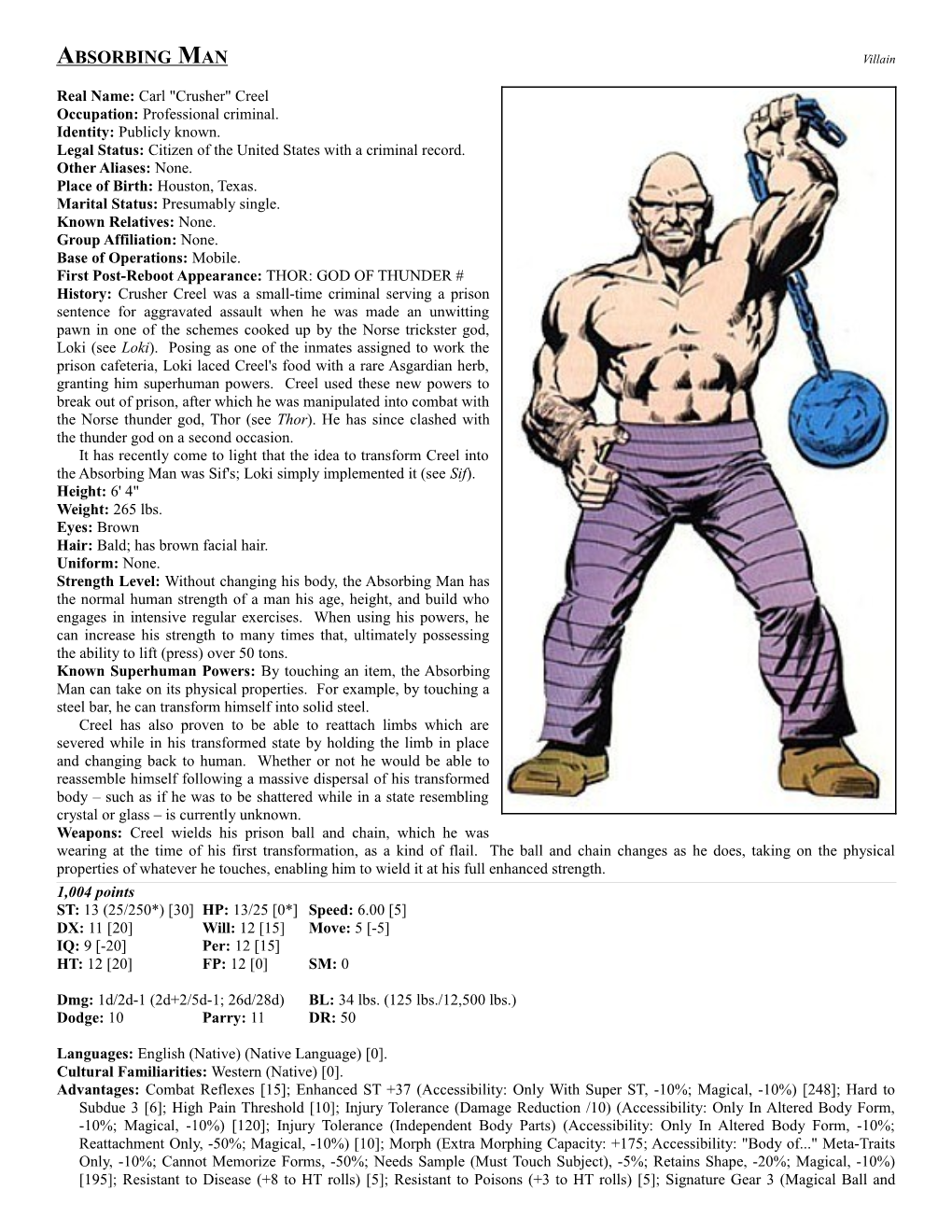 ABSORBING MAN Villain