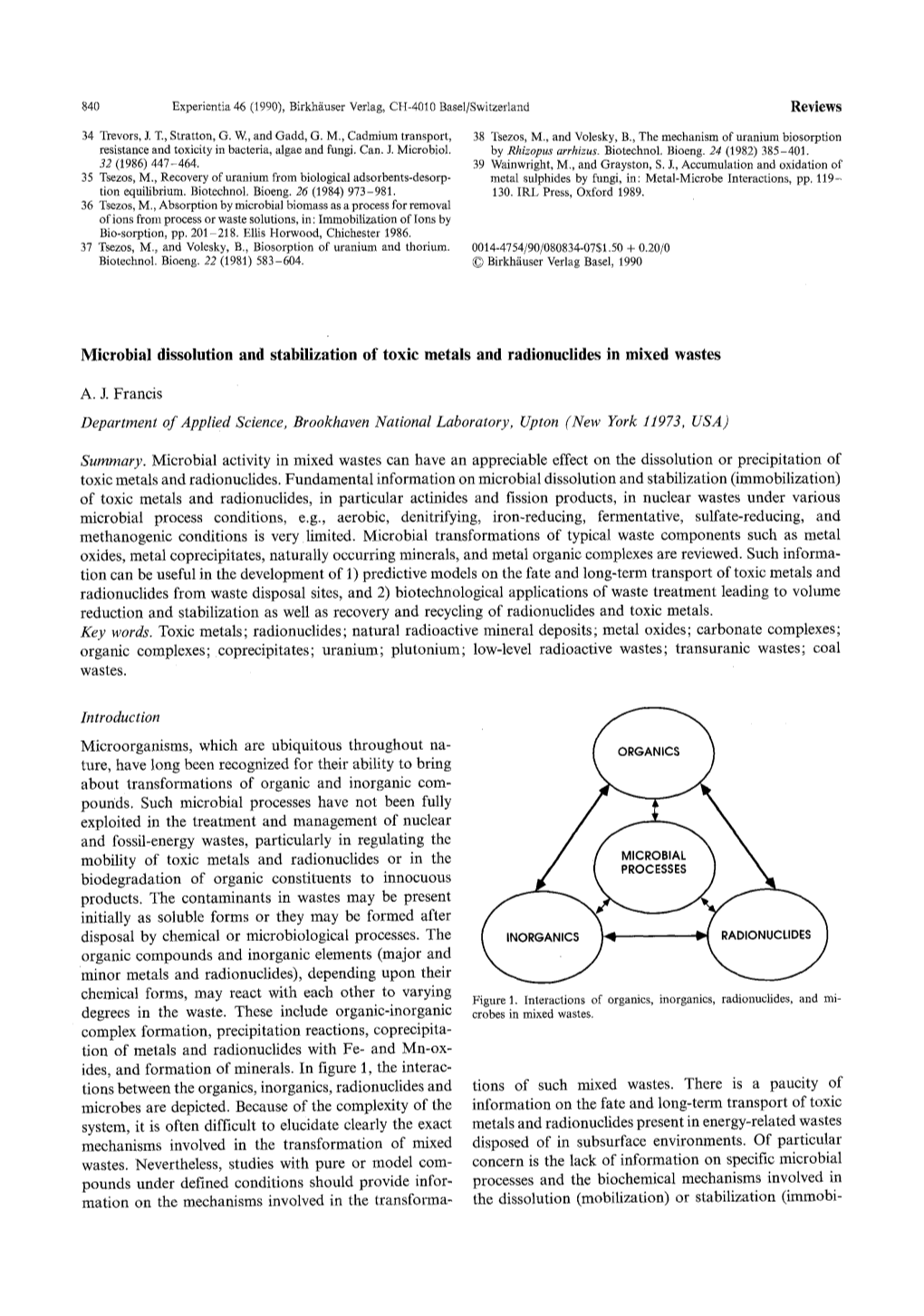 Microbial Dissolution and Stabilization of Toxic Metals and Radionuclides In