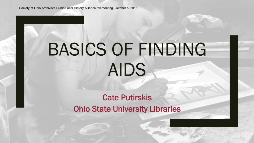 Basics of Finding Aids