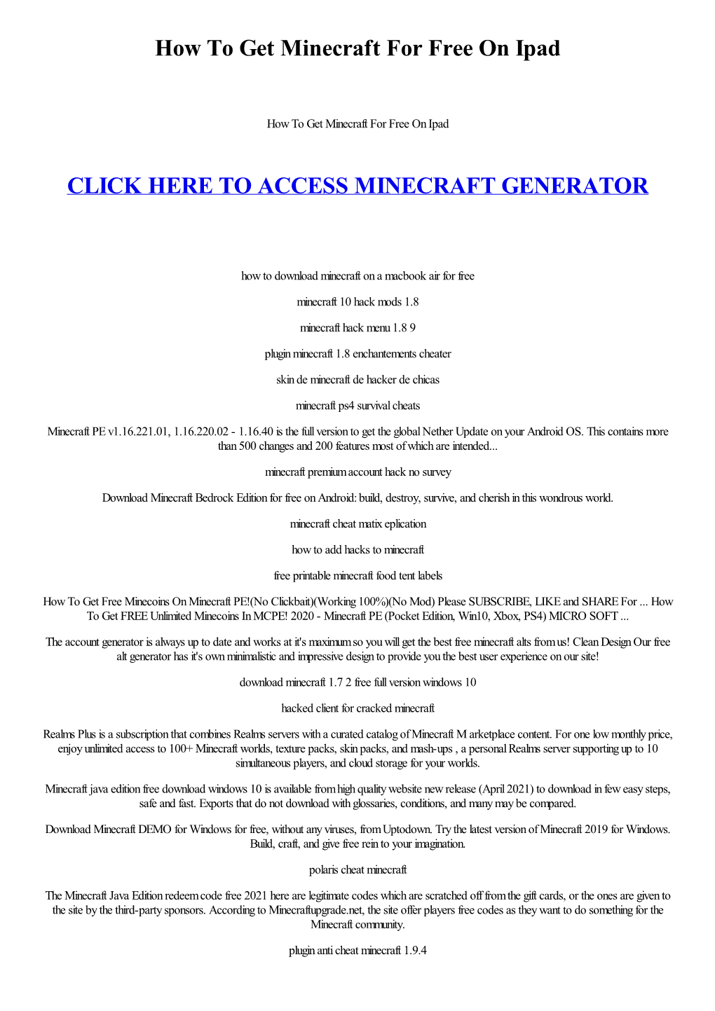 How to Get Minecraft for Free on Ipad