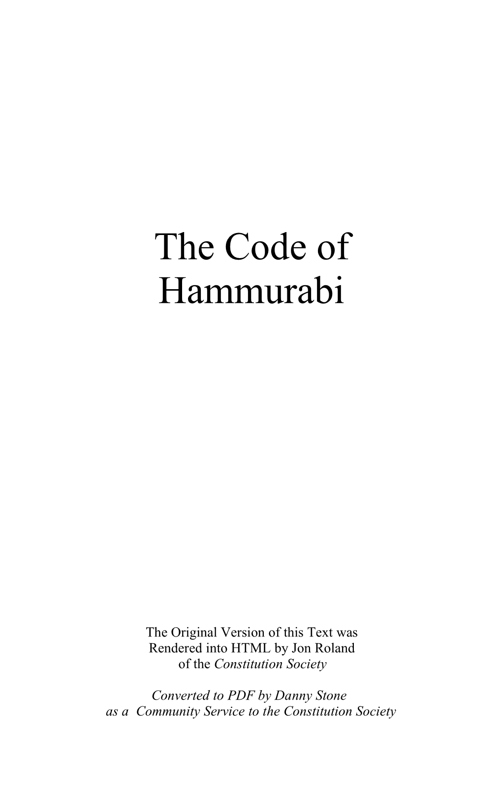 The Code of Hammurabi