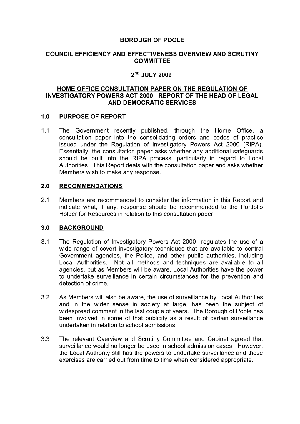 Home Office Consultation Paper on the Regulation of Investigatory Powers Act 2000