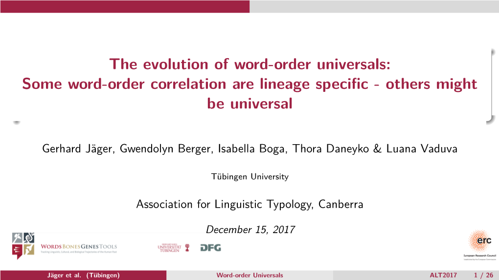 Some Word-Order Correlation Are Lineage Specific