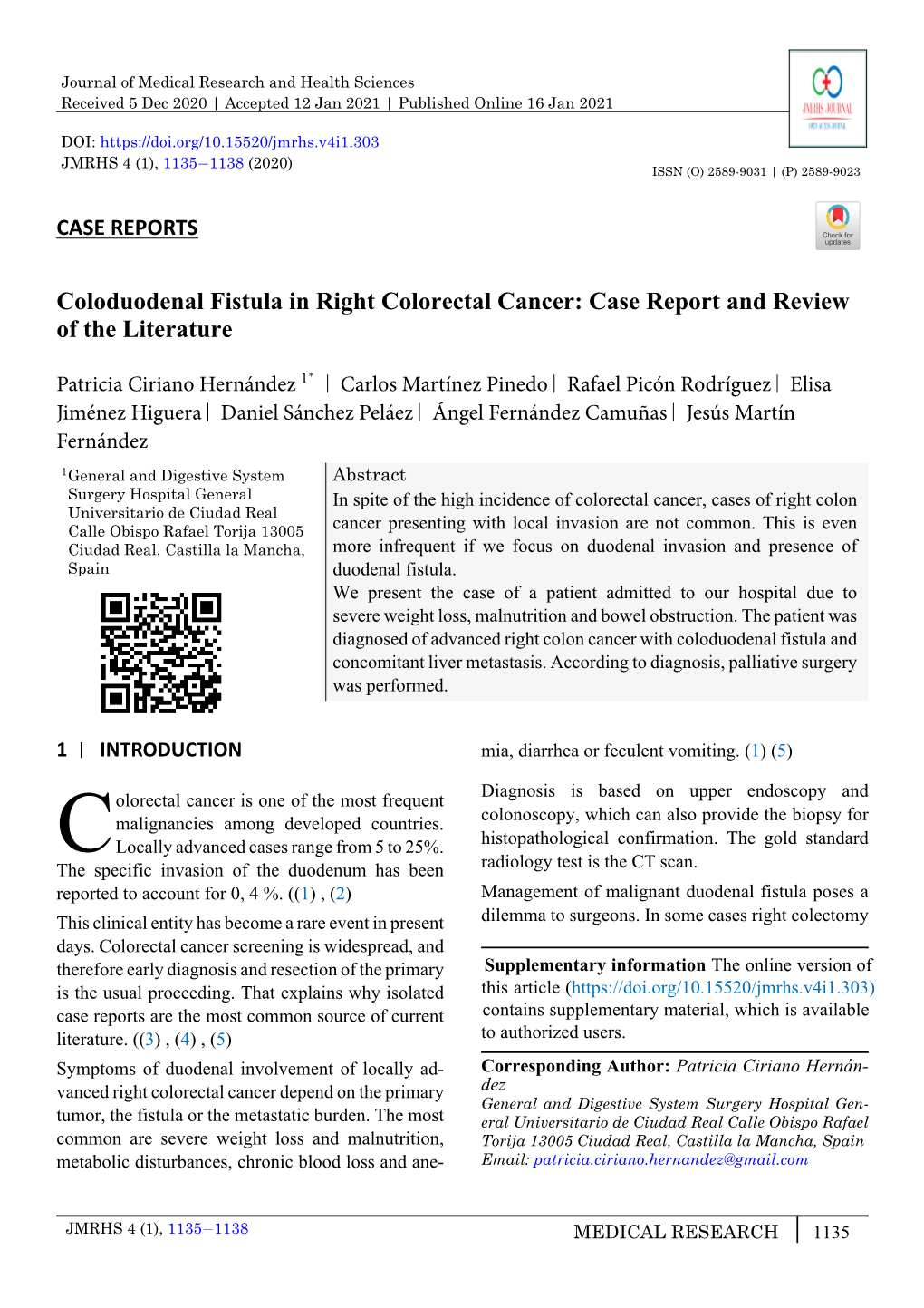 Coloduodenal Fistula in Right Colorectal Cancer: Case Report and Review of the Literature